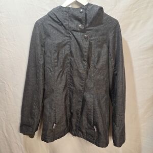 Firefly Grey Snowboarding/Winter Jacket Adjustable Hood Magnetic Zipper Flap Y2K